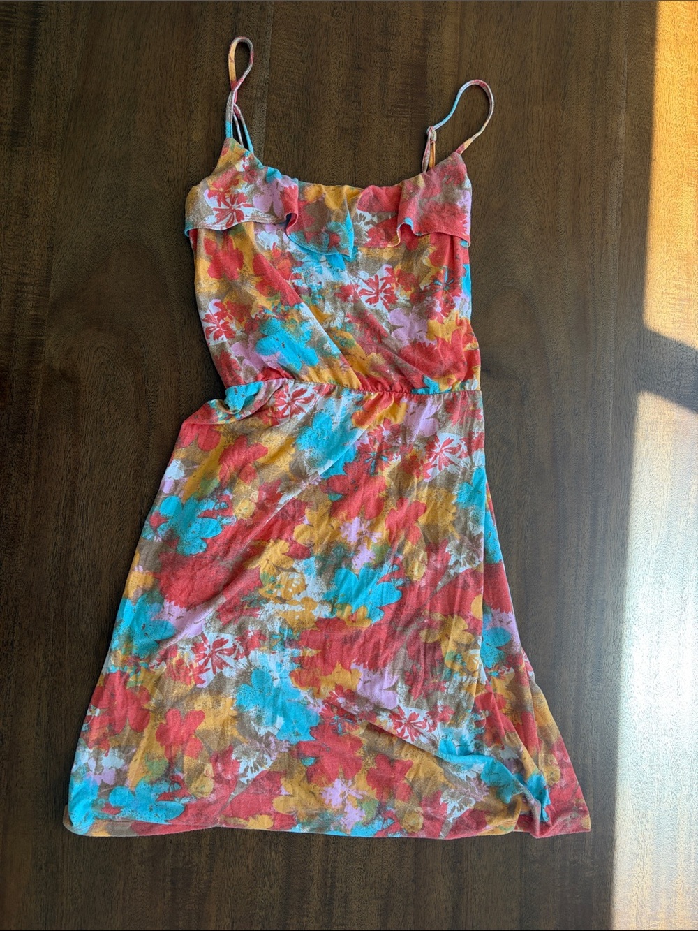 Mossimo Supply Co. Floral Spaghetti-Strap Mini in Coral, Turquoise & Yellow